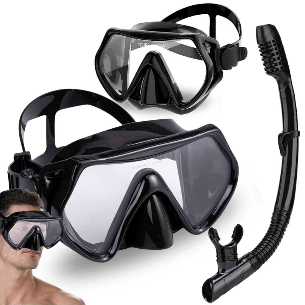 Kit Máscara Mergulho Snorkel Óculos Respirador Profissional Adulto Praia Piscina Ajustável Silicone