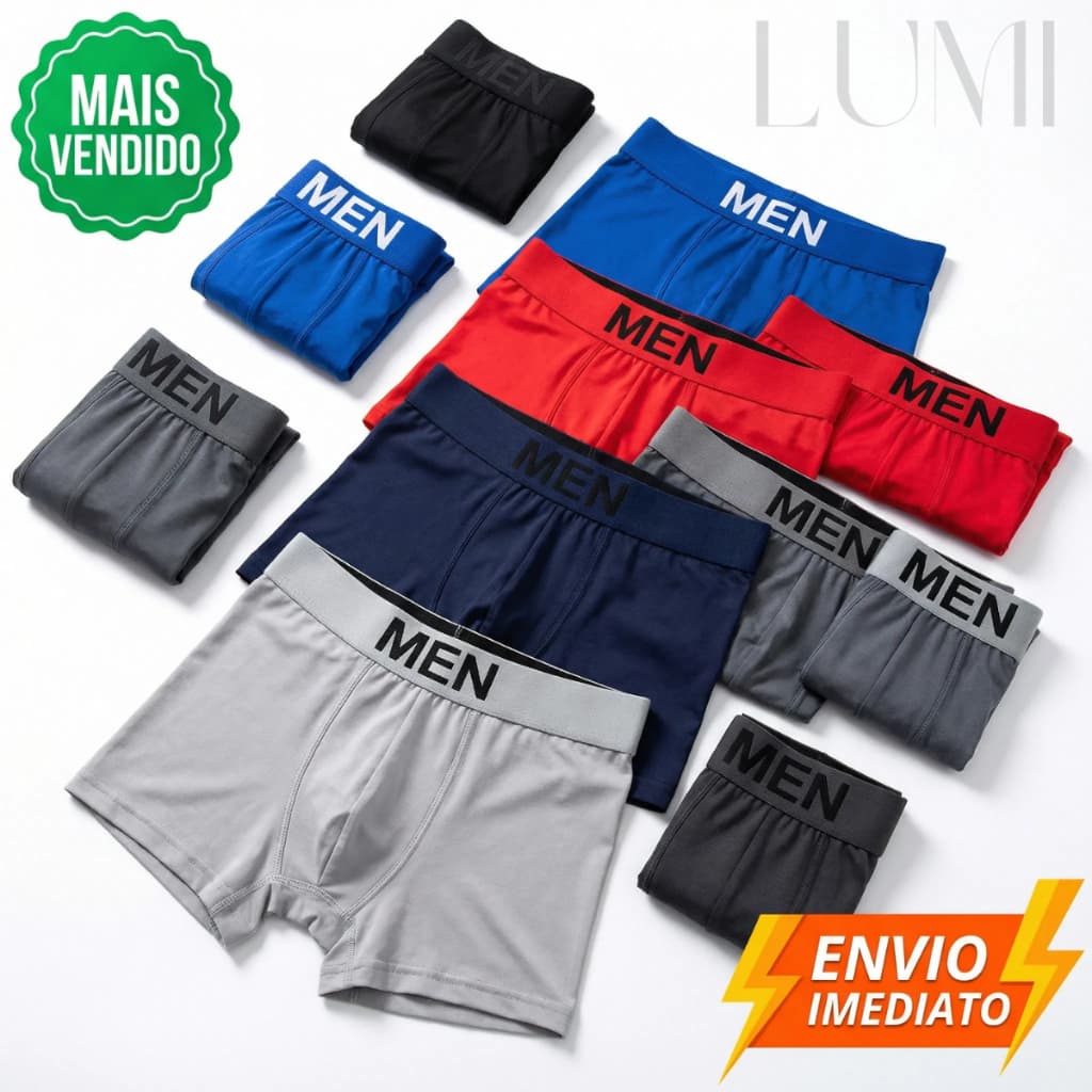 12/10/8/4 Cuecas Boxer Masculina Tecido Microfibra E Elastano Premium Adulto