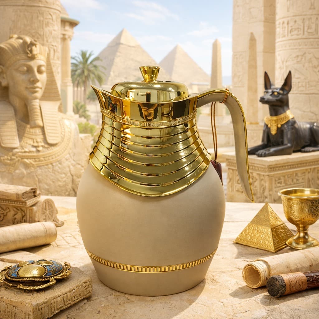 Garrafa Térmica Egípcia Luxo 1l Dourada Café E Chá Exclusiva