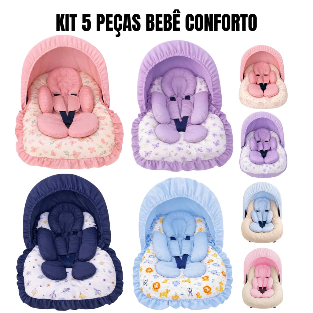 Kit Capa Bebê Conforto 5 Peças Tamanho Universal Estampado Completo Menino Menina