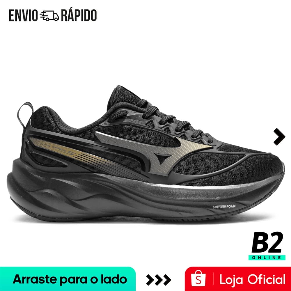 Tênis Mizuno Space 5 Preto Feminino Original e Com Nota fiscal e Garantia