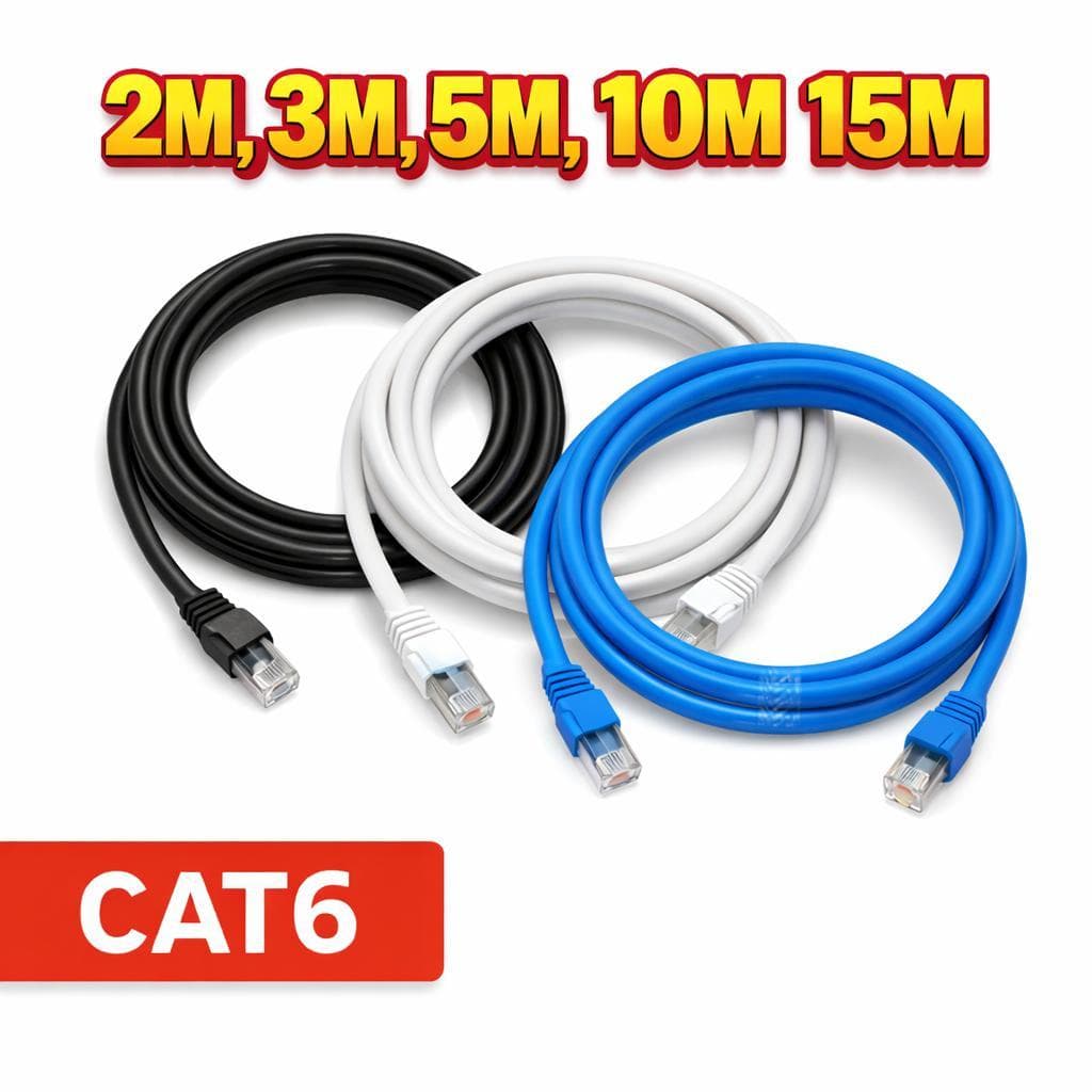 Cabo de Rede Ethernet CAT6 Blindado RJ45 1000Mbps Gigabit Alta Velocidade 2 a 15 Metros