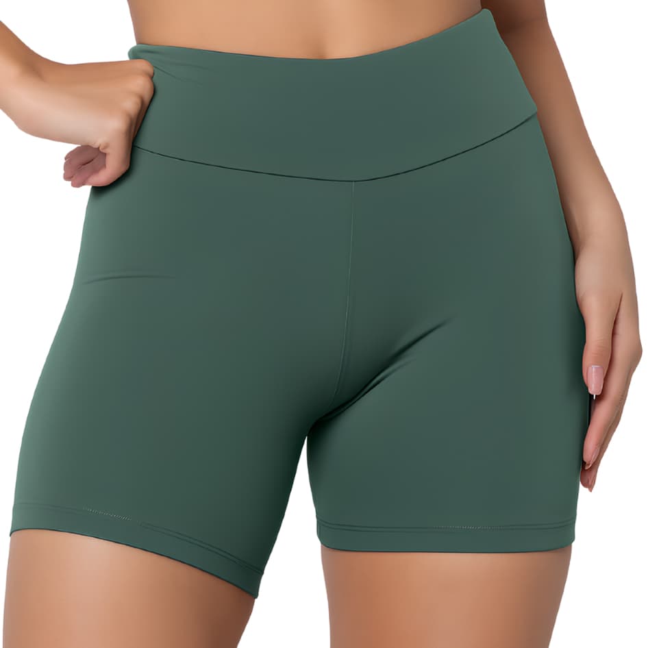 Bermuda Fitness Cintura Alta Sem Transparência Academia Lisa Feminino Diversas Cores