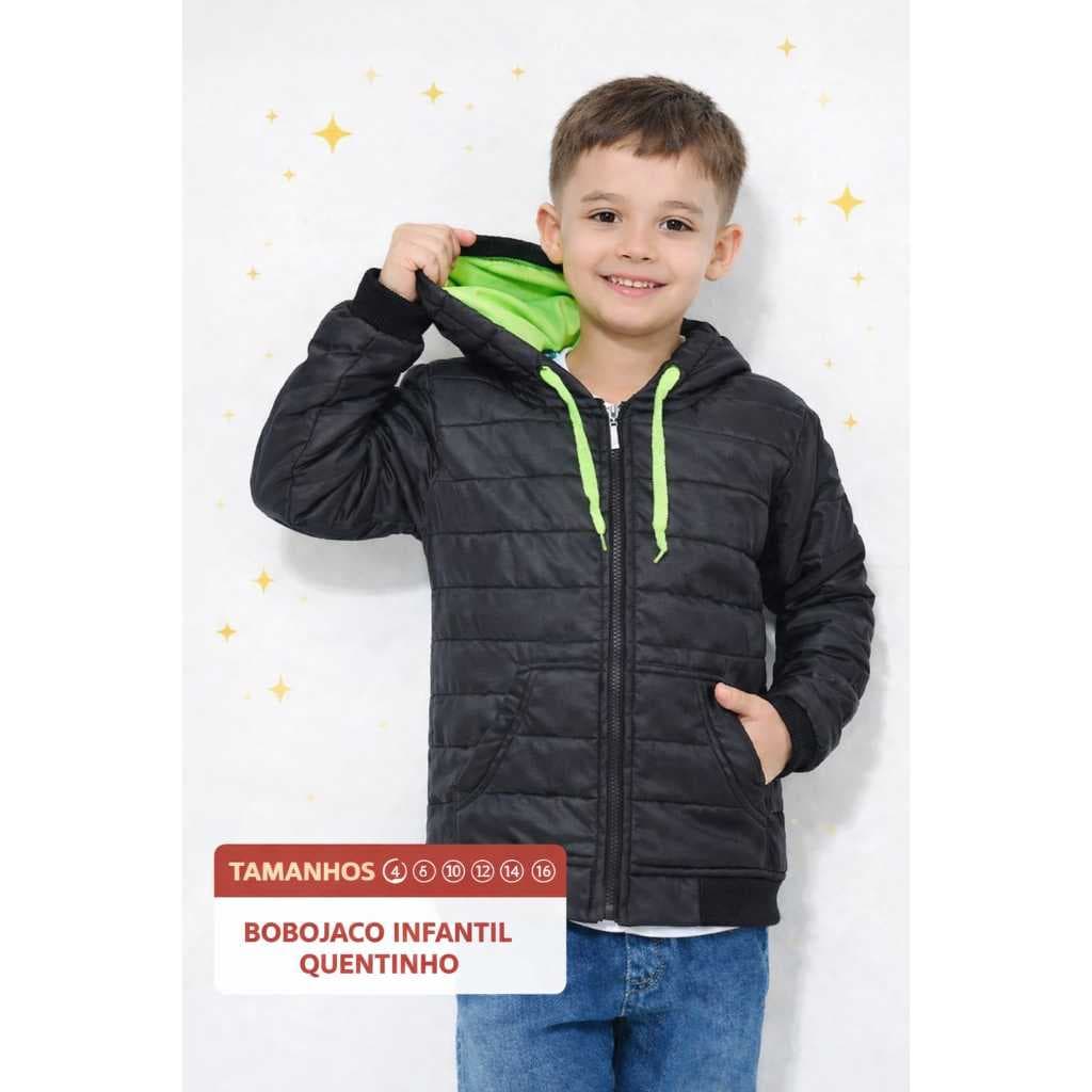 Jaqueta Bobojaco Infantil Inverno Matelada com Capuz Menino Menina