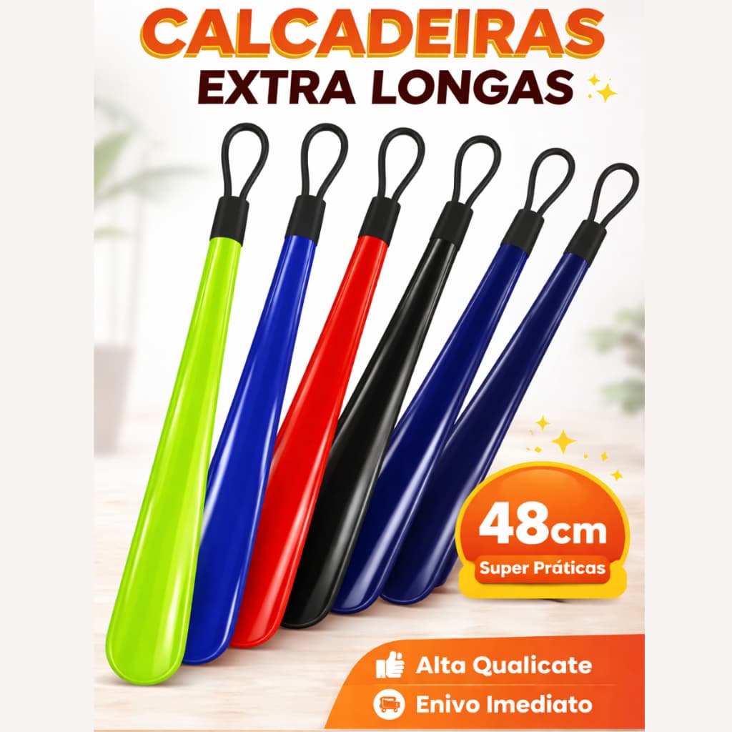 Calçadeira de Sapato Multicolorida 48cm - Fácil de Usar para Todas as Idades