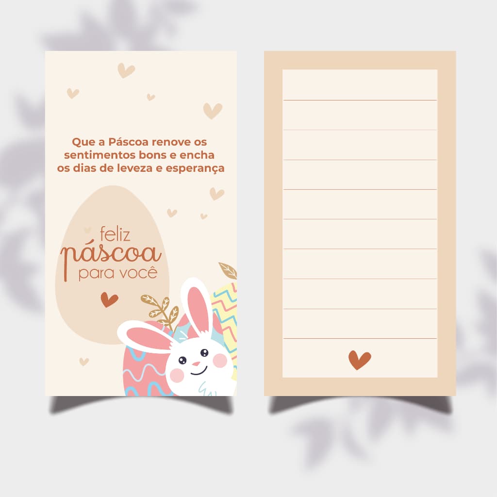 Cartão Feliz Páscoa 9x5 Lembrancinha, Agradecimento ao Cliente, Mimo e Brinde