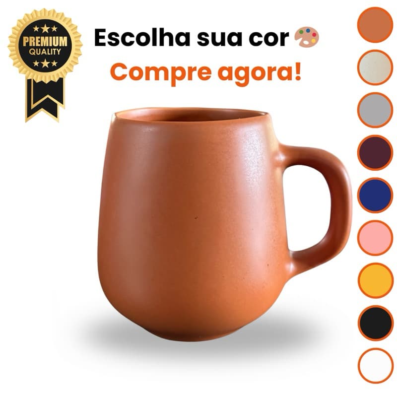 Caneca Bojuda de Porcelana 260ml – Várias Cores | Moderna para Café, Chá, Capuccino e Chocolate Quente