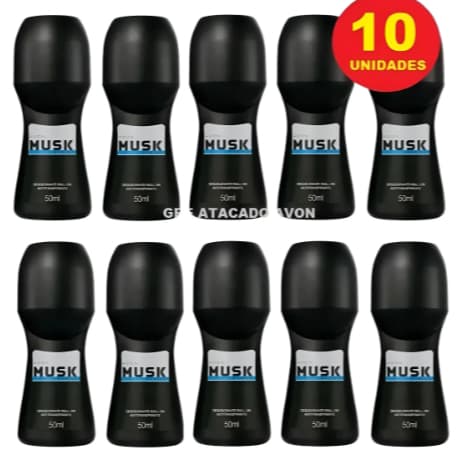 Kit 10 Desodorantes Roll On Avon Musk Marine Masculino Desodorante Roll-on Avon Musk Marine - 50ml