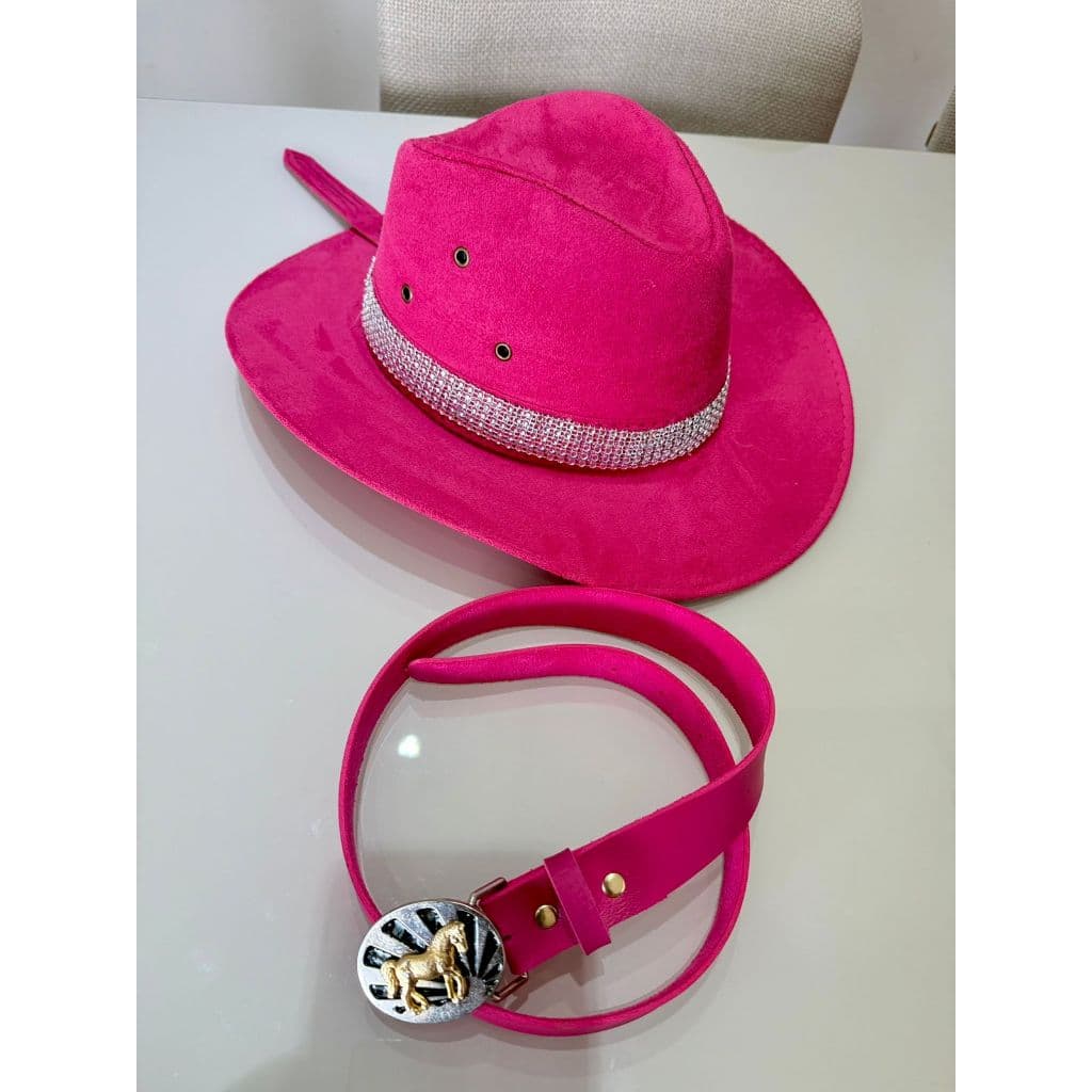 Krica Kids - Kit Chapéu Com Strass E Cinto Infantil Cowboy Rodeio Bota Ou Cavalo