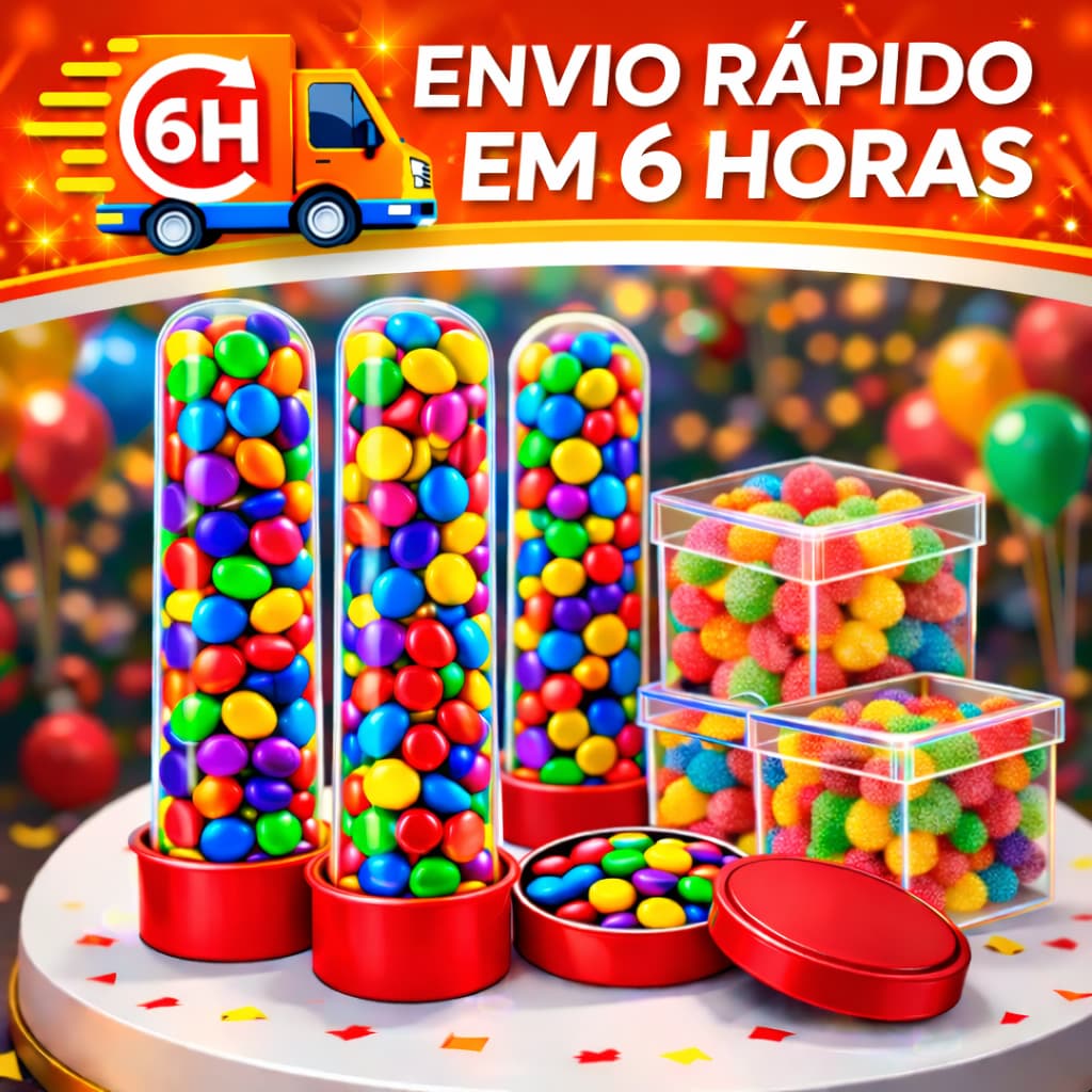 Kit Festa 30 itens - 10 Caixinhas 5x5cm/ 10 Latinhas 5x1/ 10 Tubetes 08cm c/ tampa Lembrancinhas