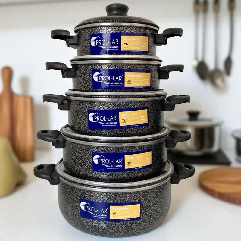 Jogo de Panelas 5 Pçs Alumínio Revestido Rosa Excelente Qualidade