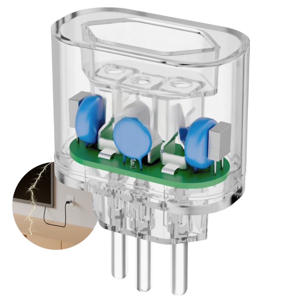 Protetor Contra Surtos Elétricos Raios Dps 3 Entradas 20a 3600w Bivolt 127/220v