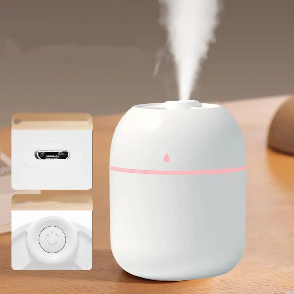 1/2/3 Unidades Mini Umidificador Nano Atomização De Grande Capacidade Com Conexão Usb Ultrassônico De Ar 220ml Promoção