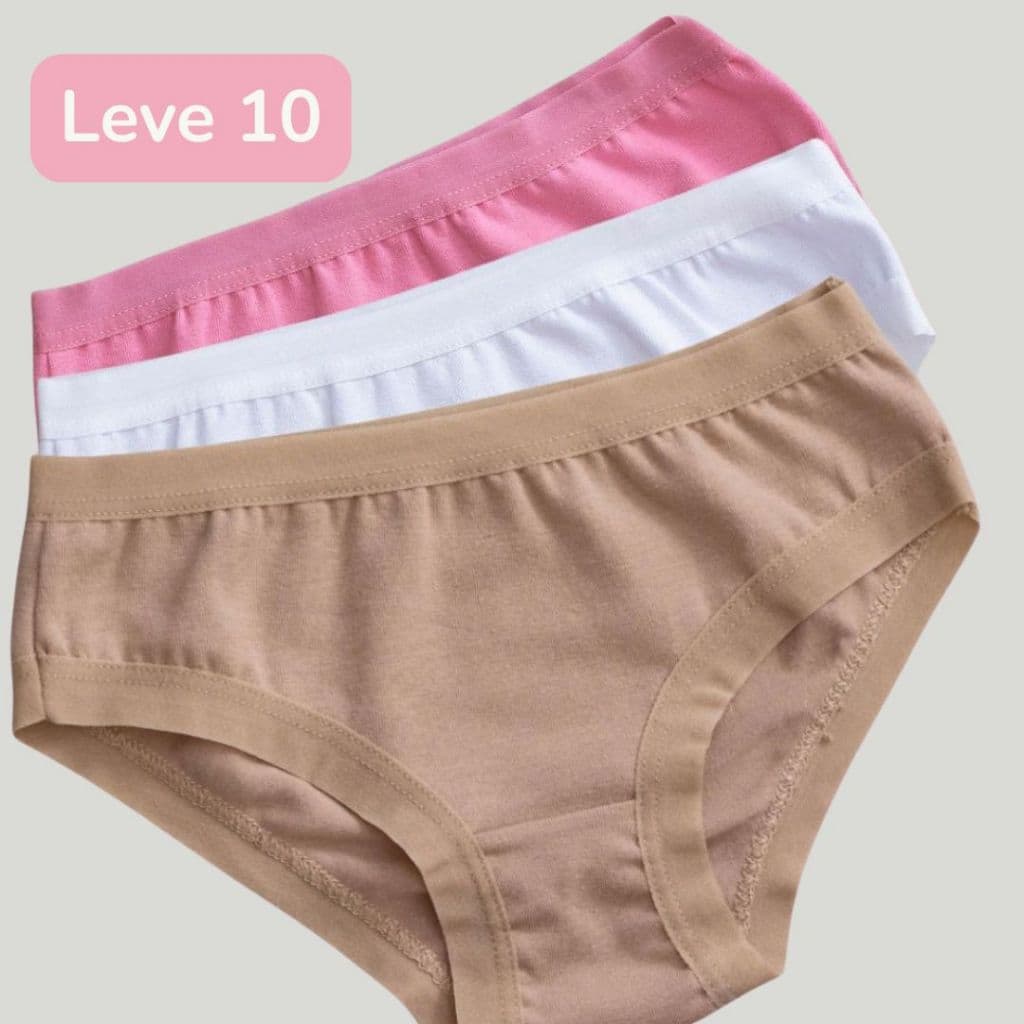 Kit 10 Calcinha Infantil Jade 100% Algodão Elástico Aberto Forro Antibacteriano Confortável Sortidas