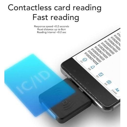 Leitor RFID 125KHz / 13,56MHz – Compacto, Rápido e Portátil (Preto)