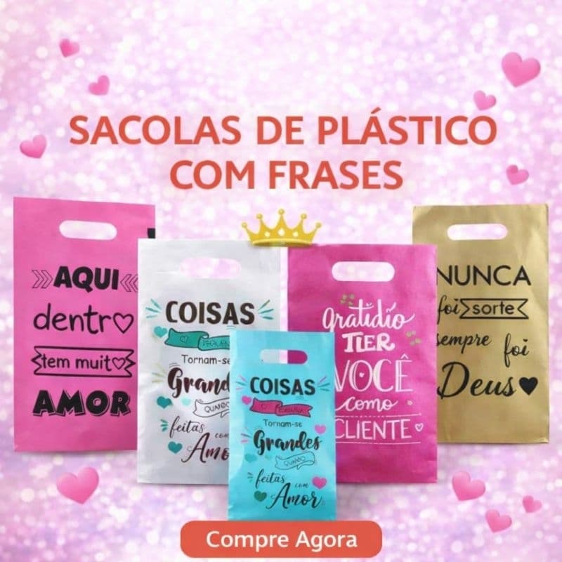 50 sacolas plasticas boca vasada ou triste pra loja linda frases resistente