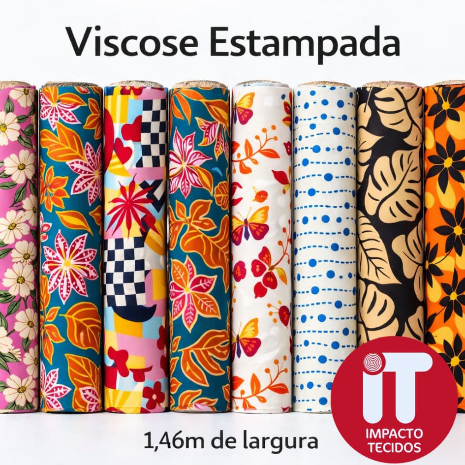 Tecido Viscose Estampada 100% Viscose 1mt x 1,46mt Largura – Para Vestidos, Saias e Blusas