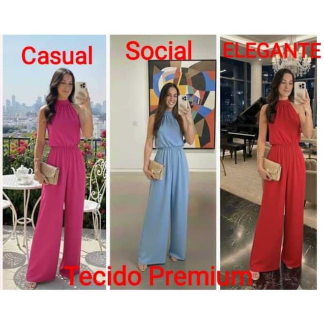 macacão longo pantalona feminino elegante