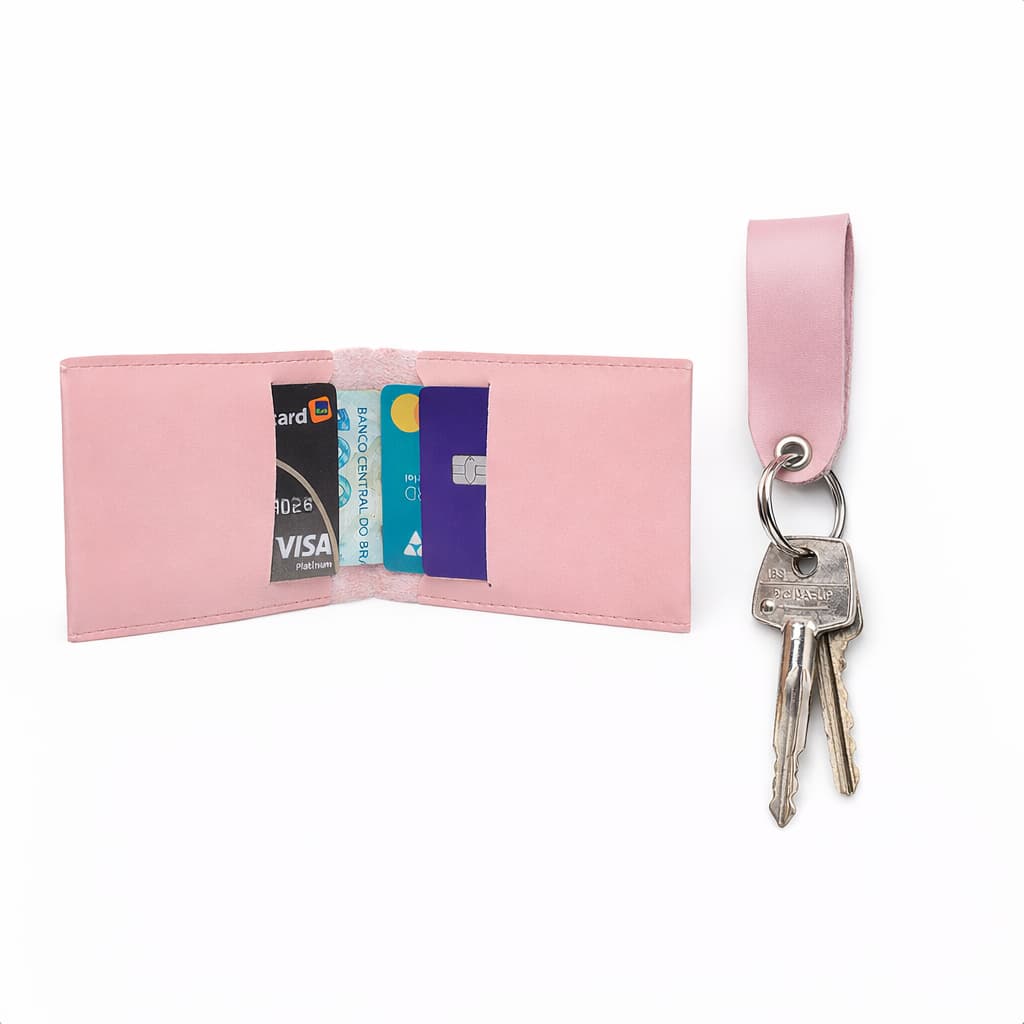 Kit Porta Cartão Feminino Masculino Carteira + Chaveiro Courino para Brindes Revenda