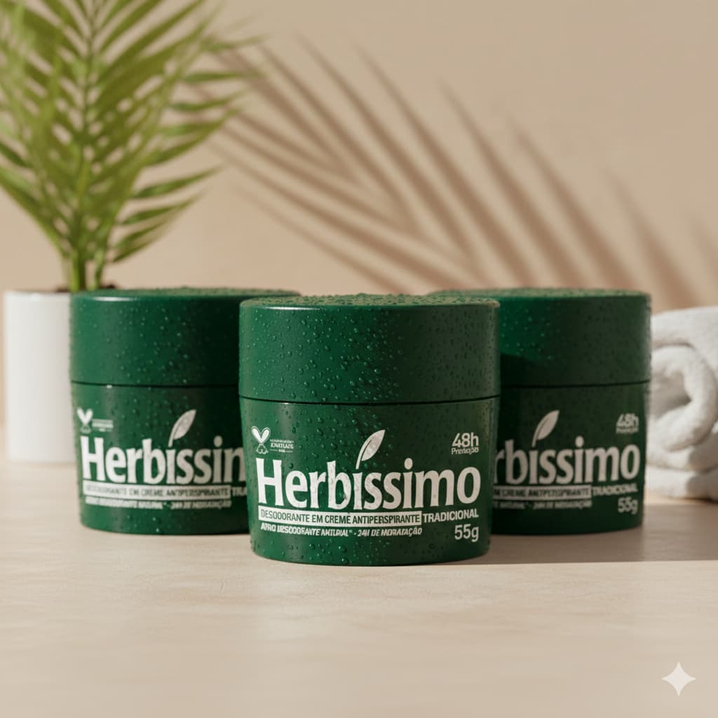 Kit Desodorante Em Creme Antitranspirante Herbíssimo Tradicional 55g (3 unidades)