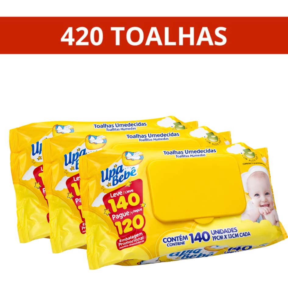 420 Toalhas Umedecidas 3 Pacotes Upa Bebê Promoção