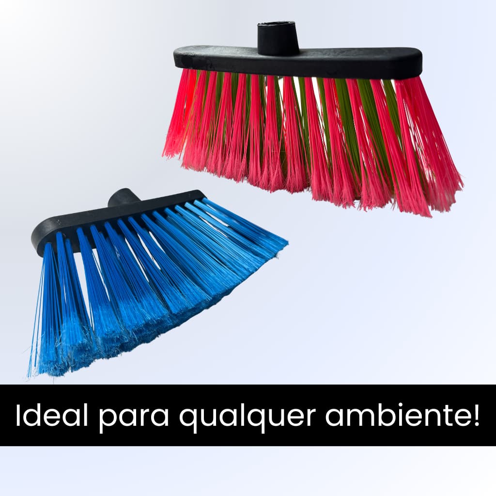 Kit 2 Vassouras Cerdas Plumadas Sem Cabo Cores Sortidas Multiuso