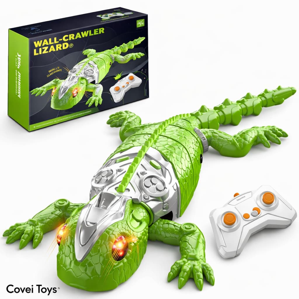 Lagarto Escalador Parede Controle Remoto 360 Graus Sucção Vácuo LED Wall Crawler Rastejante Infantil