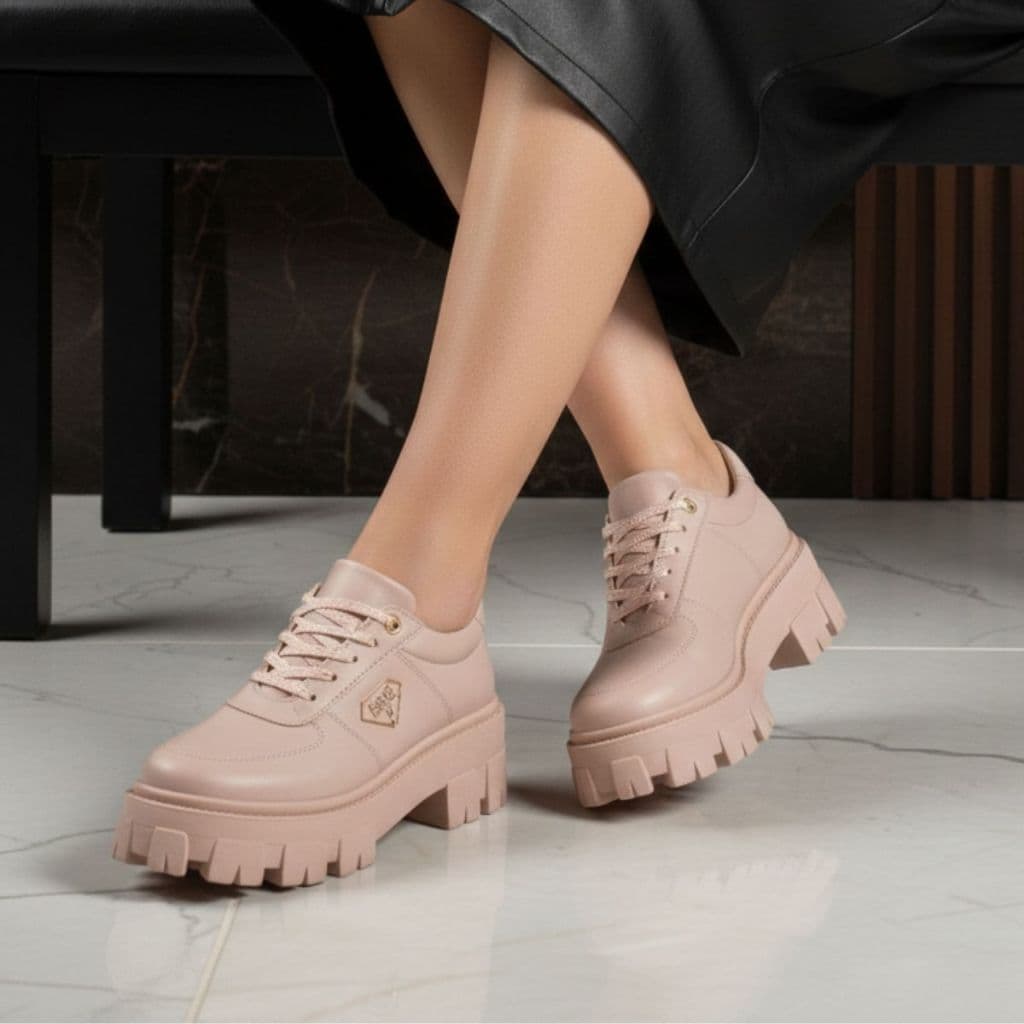 Oxford Tratorado Feminino Sapato GuGi Blogueira Tendência Leve 404-GG Blogueira Fashion