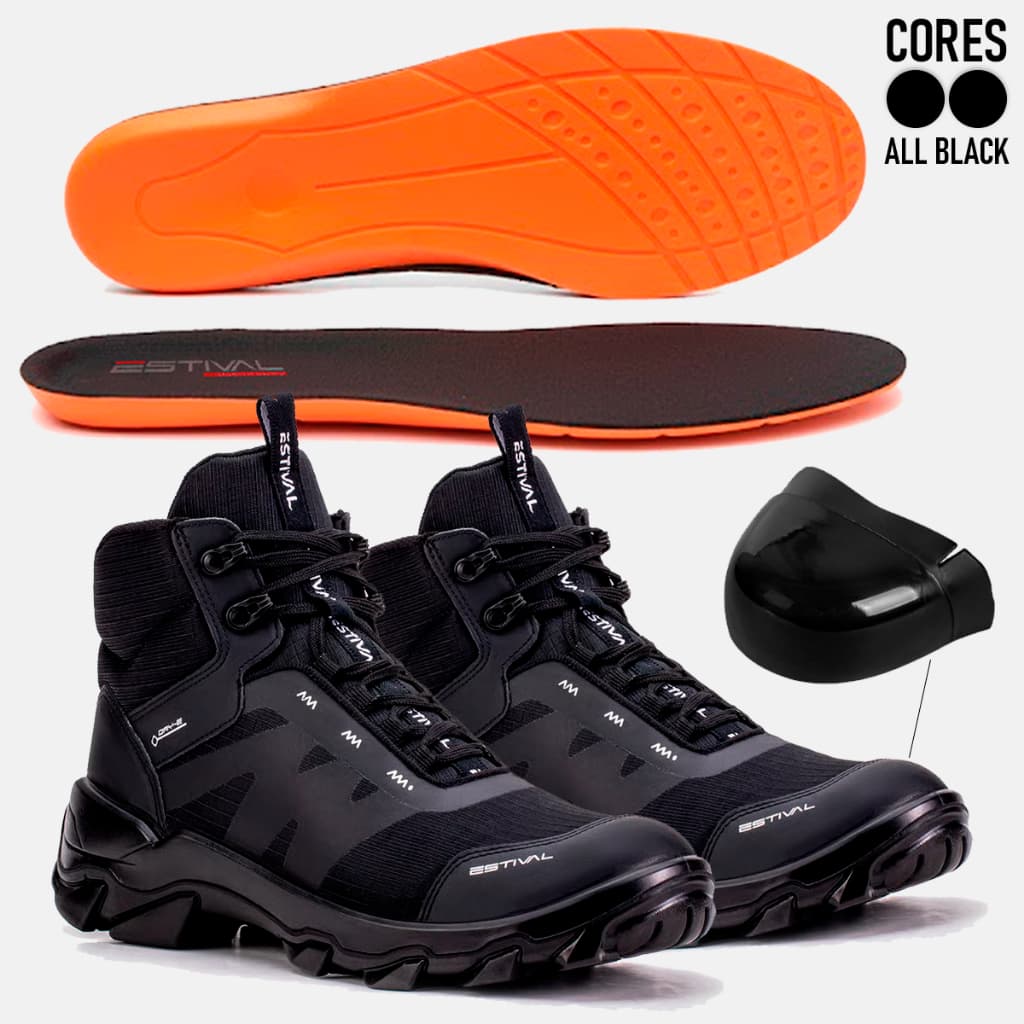 Bota Estival Segurança Estival Hybrid Future HB7000 All Black Biqueira Composite + Palmilha PU Confortável Resistente