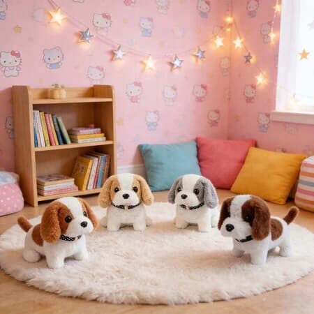 Brinquedo de cachorro de pelúcia elétrico - anda, late, fofo e macio, presente perfeito para crianças!