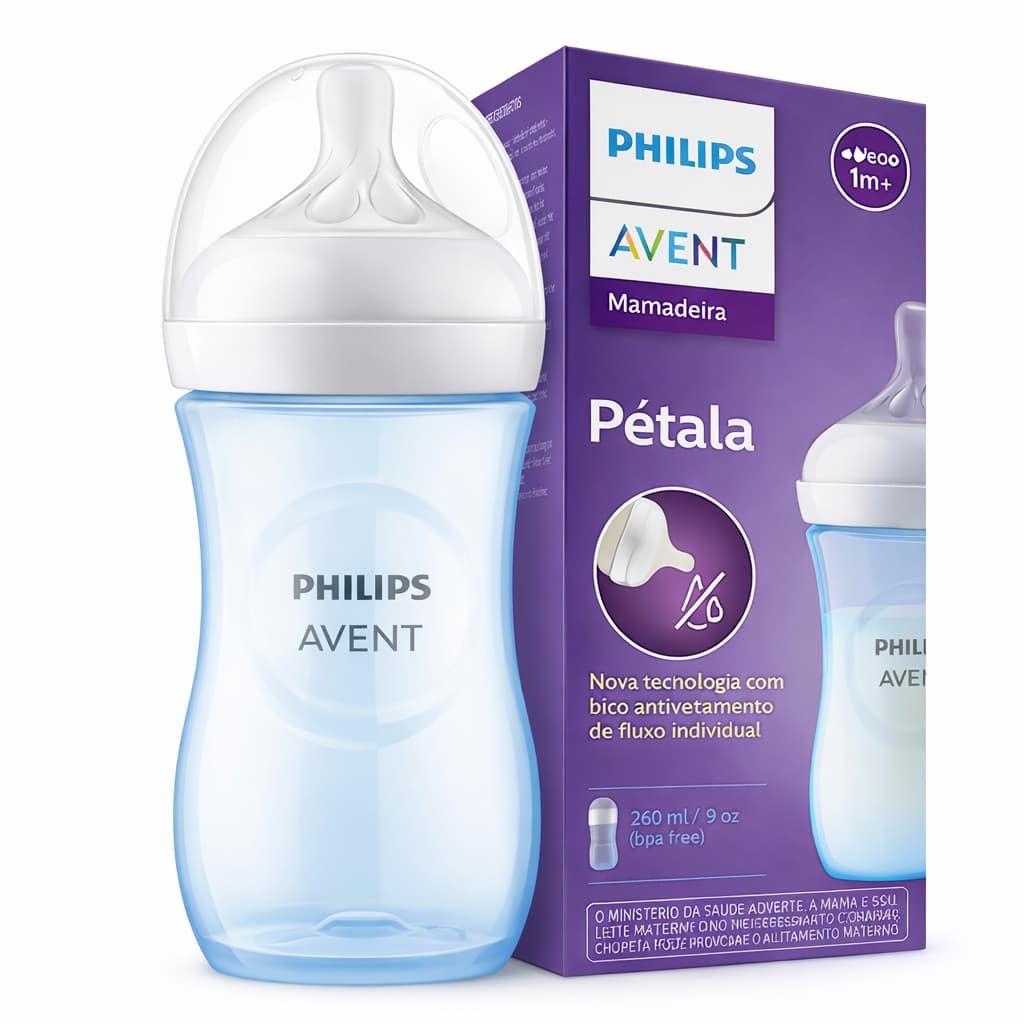 Mamadeira Pétala Avent 3.0 Azul 260ml 1m+ Menino Philips Avent