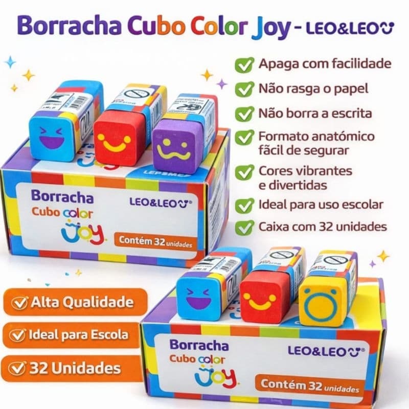 Borracha decorada Cubo Color joy  Leo&Leo 32 und Escolar, escritório Macia Alta Qualidade Não Mancha