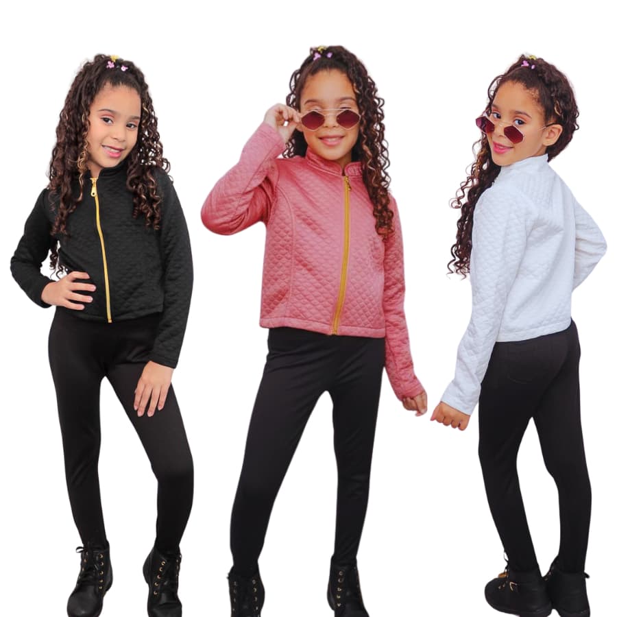 Casaco Jaqueta Bomber Infantil Juvenil Meninas Tecido Metalasse Zíper Roupa de Frio 8 a 14 Moda Inverno