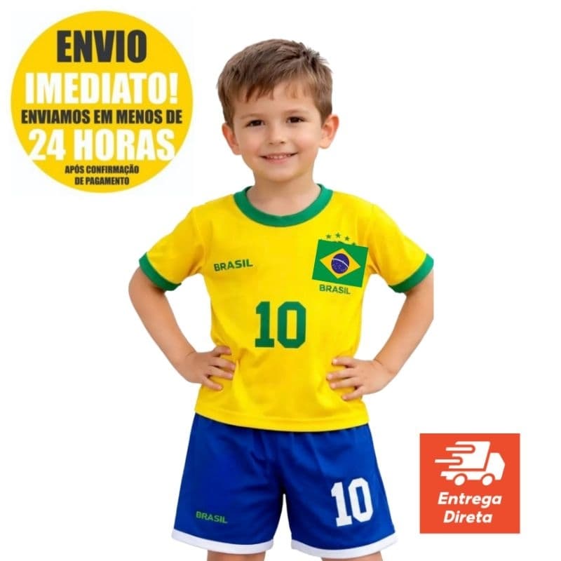 Conjunto do Brasil Torcedor Menino e Menina Futebol Infantil Copa