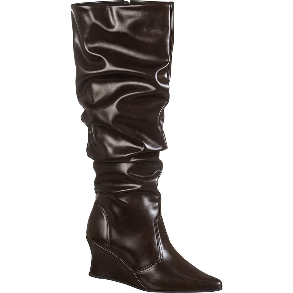 Bota Feminina Cano Longo Slouch Franzido Salto Alto Cunha Anabela Bico Fino Alanis GiGiL