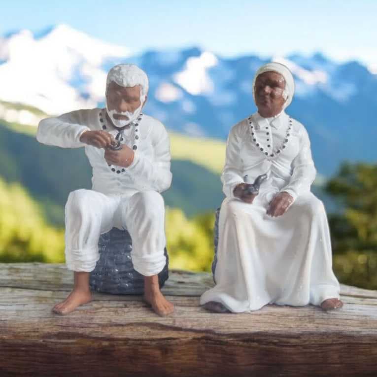 Imagem Casal de Pretos Velhos 5cm em Resina - Impressão 3D