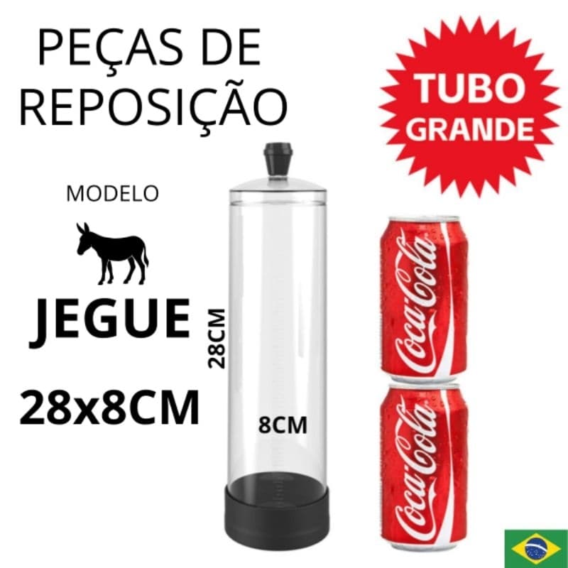 Tubo Bomba Peniana 28x8cm extra grande + peças de reposicao originais