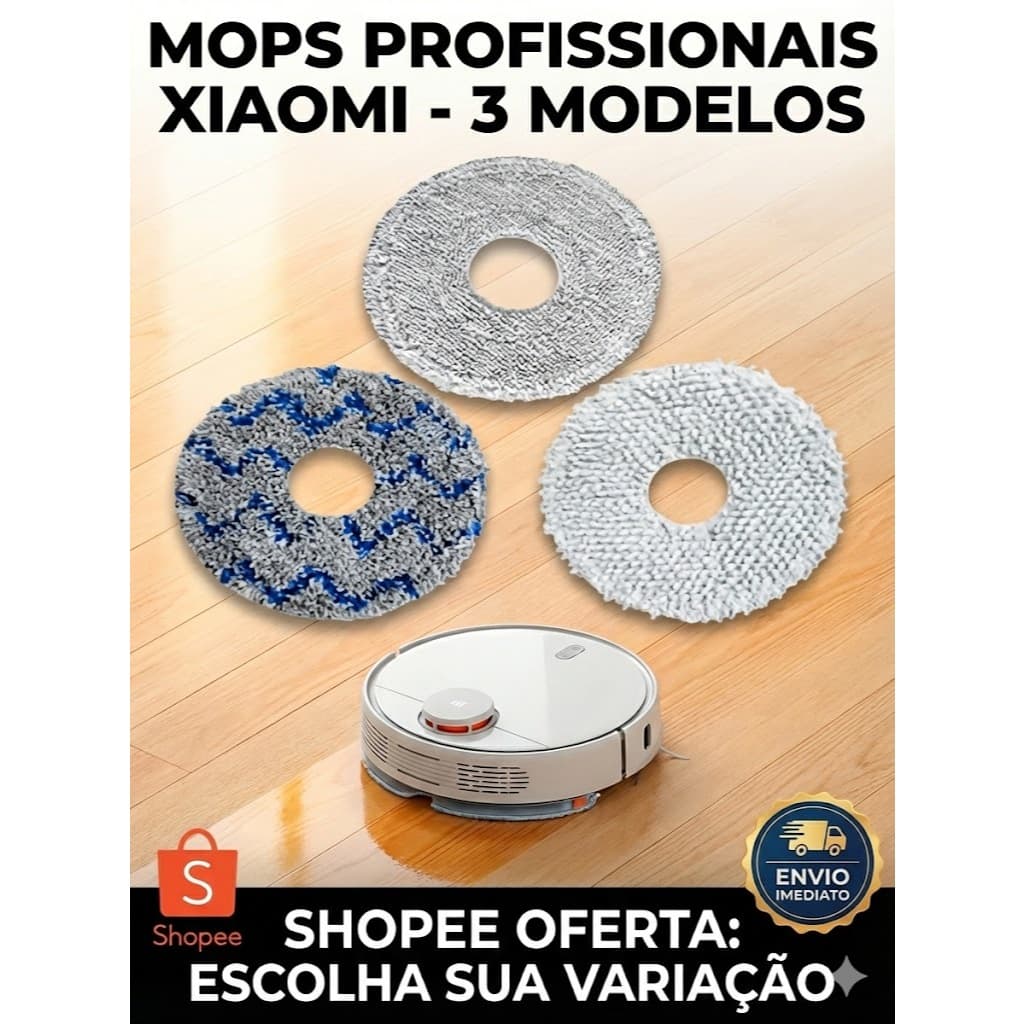 Kit Mop Refil Pano Esfregão Xiaomi S10+ S20+ X10+ X20+ Pro Max Vacuum