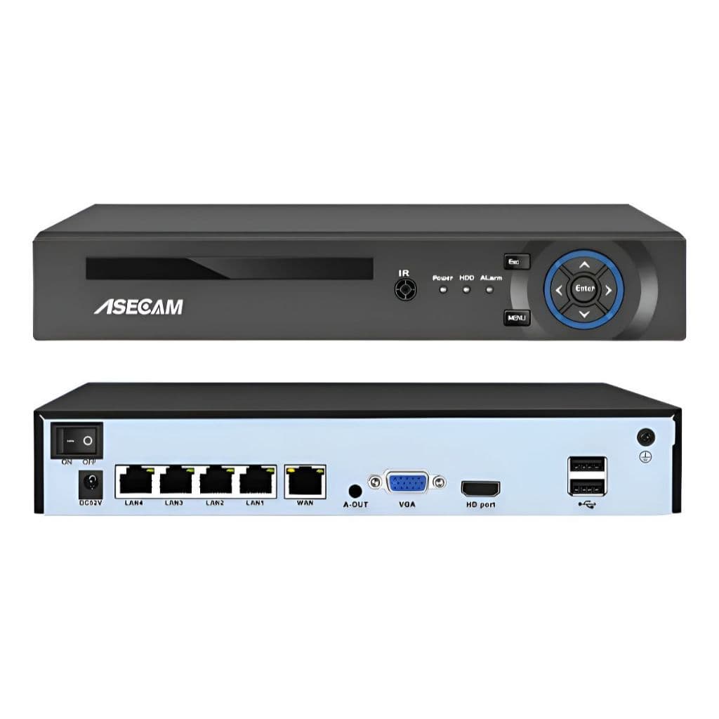 NVR Asecam 4 Canais 4K PoE Ultra HD com HD 1TB Incluso IA Facial