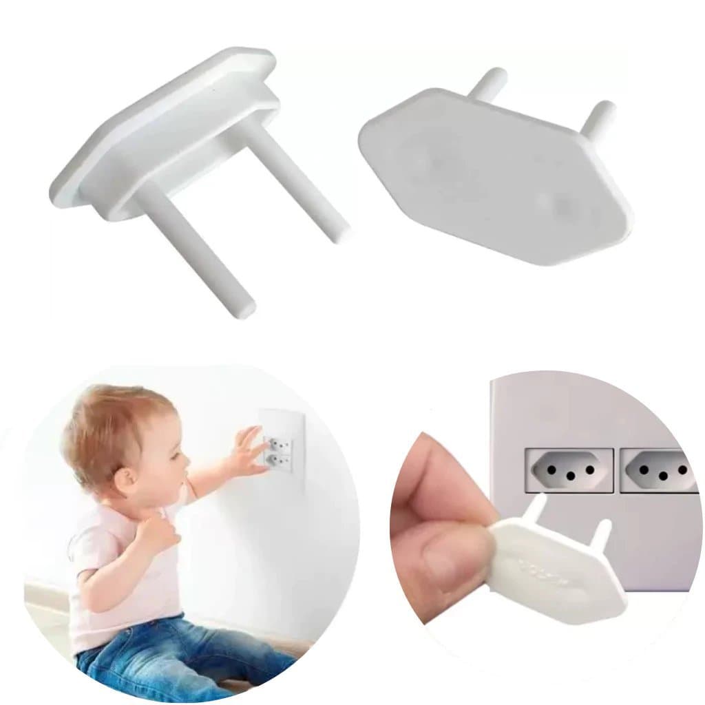 Kit 6/12/24 Protetor Tomada Criança e Bebê Segurança Contra Choque Elétrico Protecao Infantil Pino