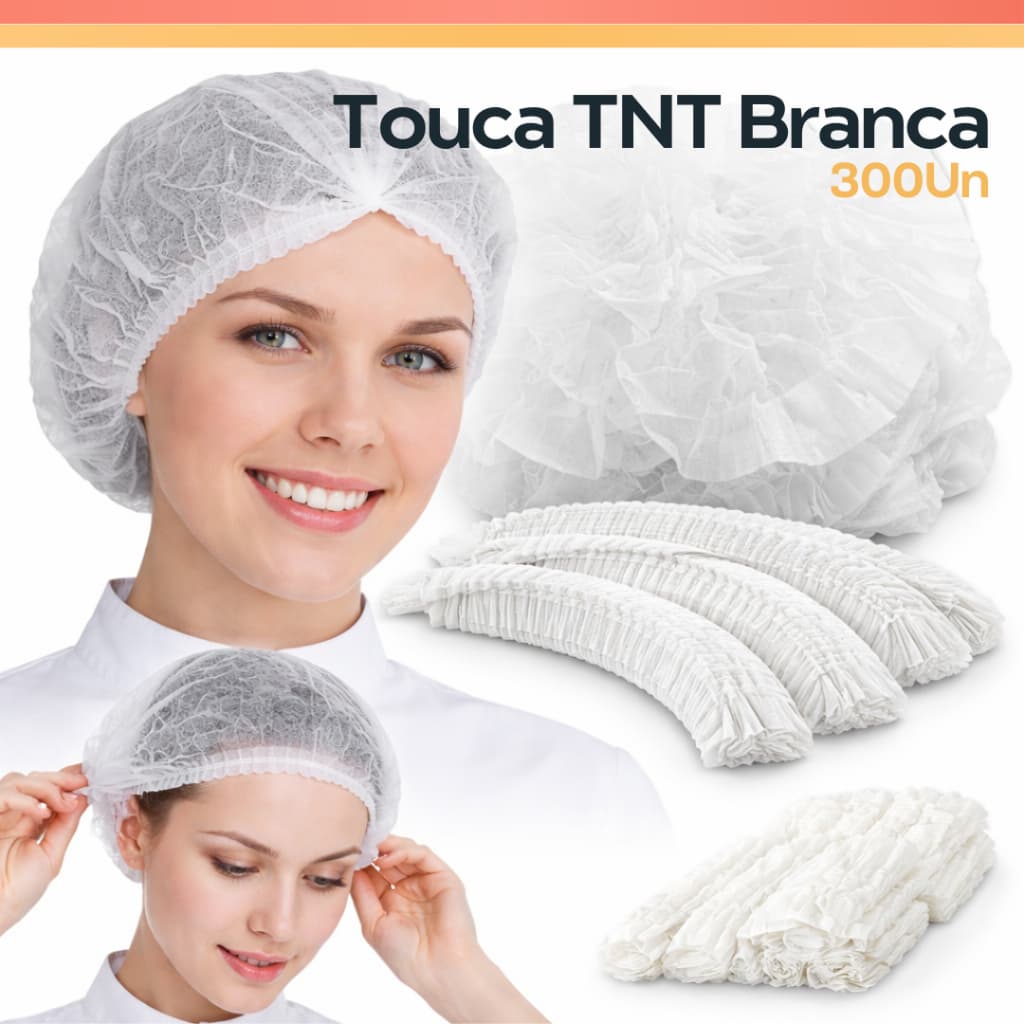 Kit 200 Touca Descartável TNT Sanfonada Branca