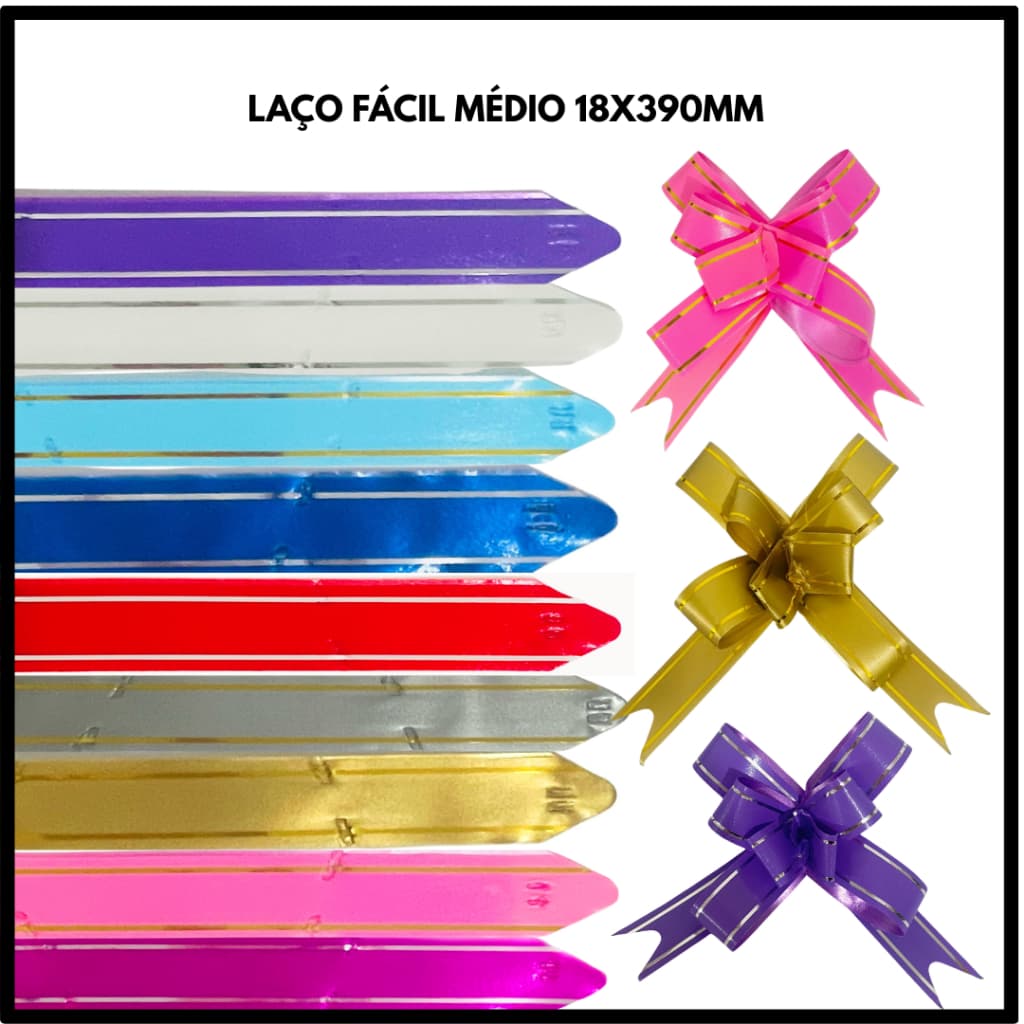 Laço Pronto médio 18x390mm para Embalagem Presente