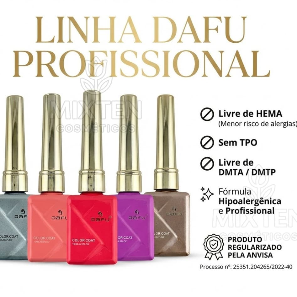 Esmalte em Gel Luxo Dafu 10ml – LINHA PROFISSIONAL | Camada Única | Alta Pigmentação | Secagem UV/LED | ANVISA