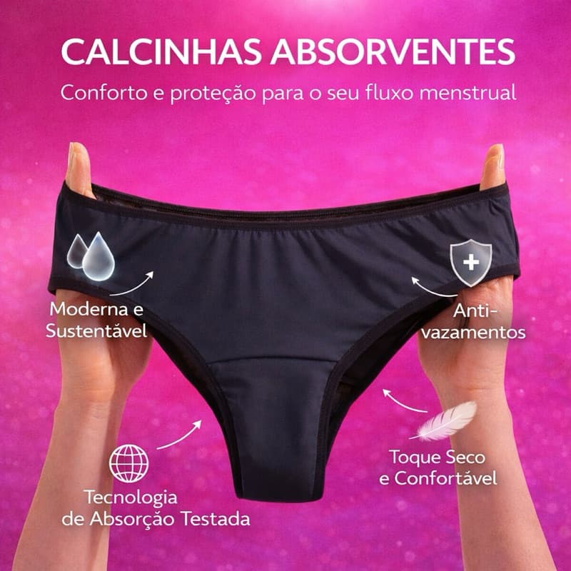 kit 2 Calcinha Absorvente, Calcinha Menstrual, Calcinha Reutilizável Calcinha Incontinência Urinária