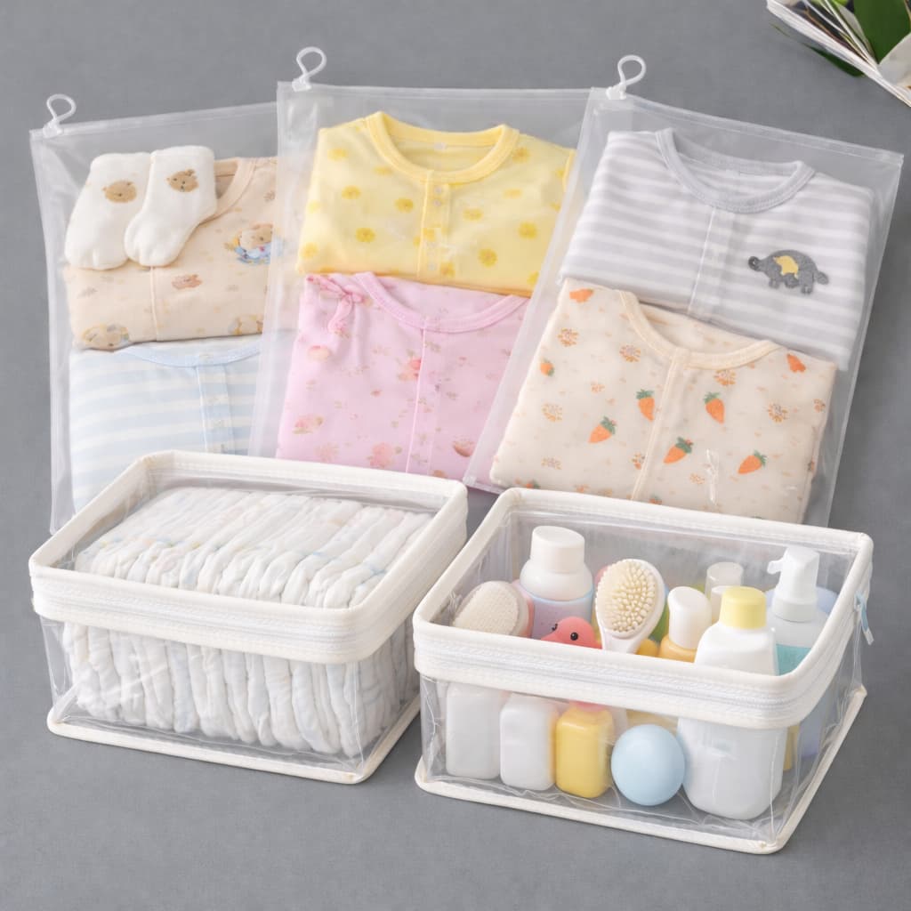 Kit 6 Saquinhos Organizador Mala Maternidade Bebe Gestante TAG + 2 Necessaire Porta Fraldas Remédio.