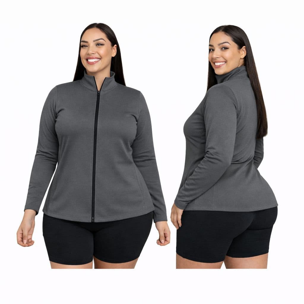 Jaqueta Plus Size  Fitness Feminino Dry Fit Slim Proteção Solar UV50+, Tecido Térmico, Secagem Rápida