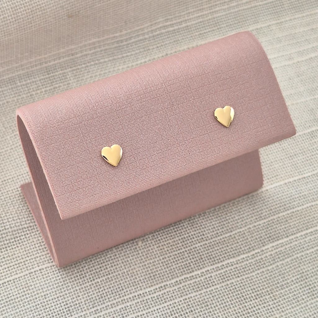 Brinco Infantil Coração Tarraxa Baby Antialérgico Folheado Ouro 18K Liso Mini Semijoia Feminino