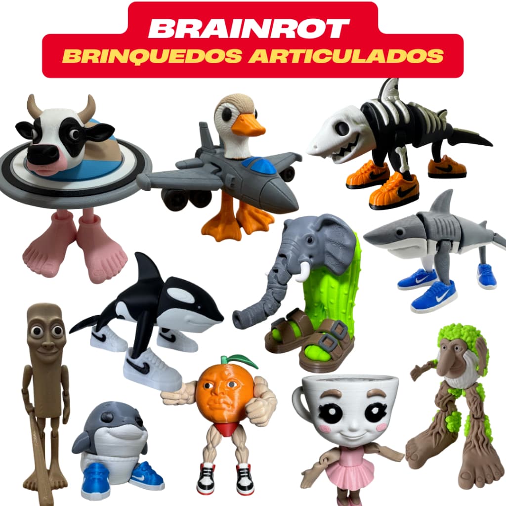 Brainrot  -Tralalero Tralala, Orcalero Orcala,  Lirili Larila, Tung Tung, Crocodilo, Ballerina | Personagens Decorativos