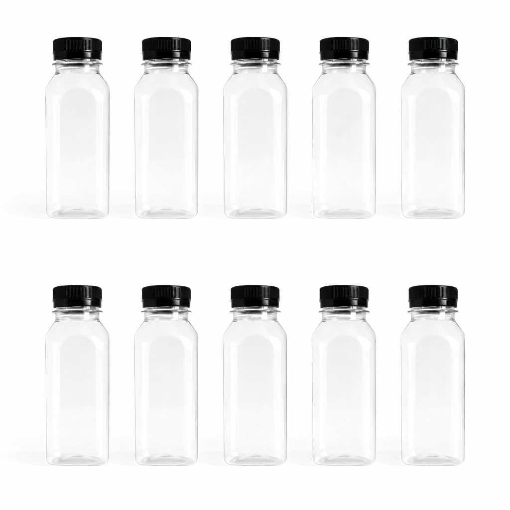 Kit Garrafas PET 300ml e 500ml com Tampa Lacre Quadrada Lisa para Sucos Açai Detox e Delivery 5, 10, 20 30 e 40 unidades