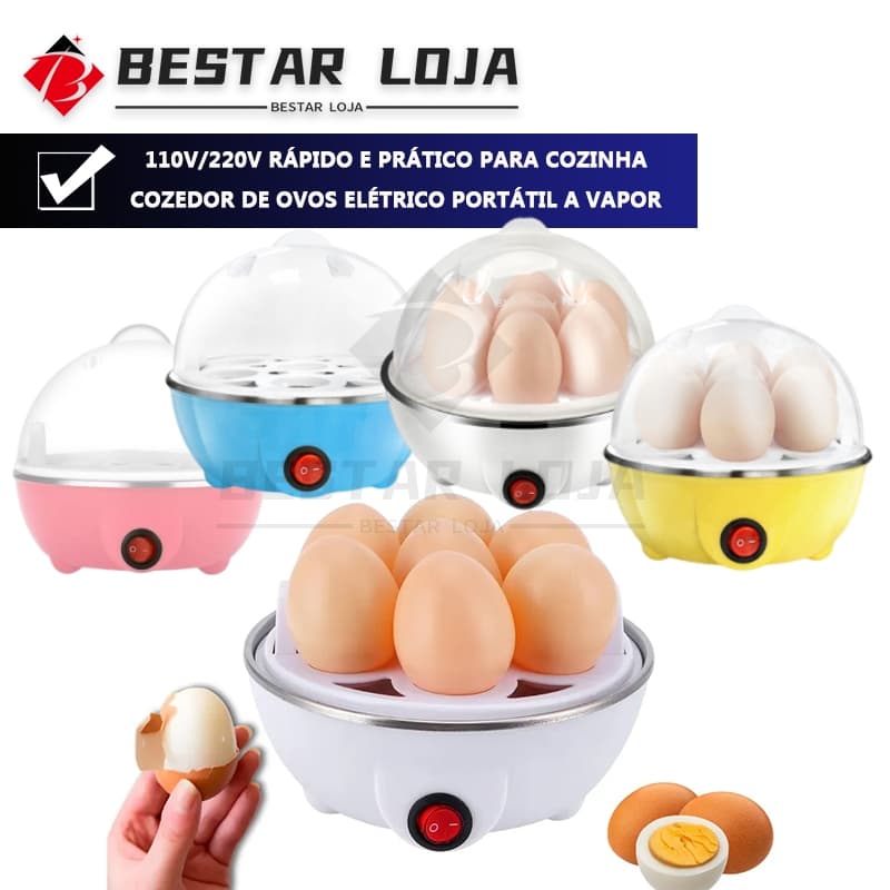 BESTAR LOJA Cozedor de Ovos Elétrico Portátil a Vapor 110V/220V Rápido e Prático para Cozinha